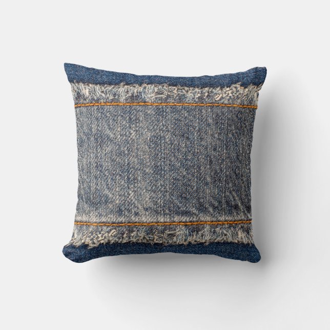 Denim Blue jeans väv ram. Blekt denim-fabet Kudde (Framsida)