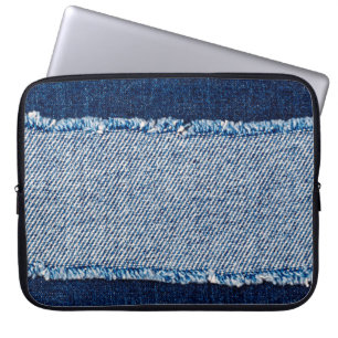 Denim Blue jeans väv ram. Blekt denim-fabet Laptop Fodral