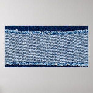 Denim Blue jeans väv ram. Blekt denim-fabet Poster