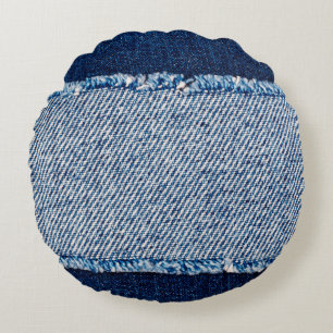 Denim Blue jeans väv ram. Blekt denim-fabet Rund Kudde