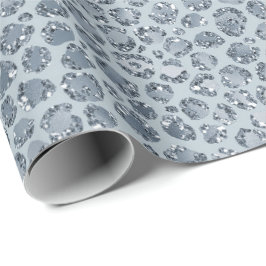 Denim Blue Leopard Print Glitter Presentpapper