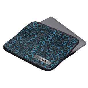 Denim Blue Leopard Skin Design Laptop Fodral