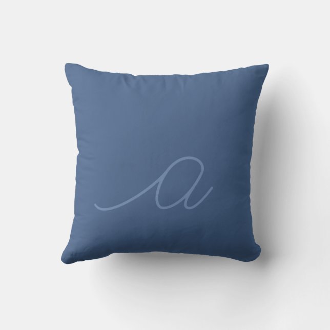 Denim Blue Lowercase Script Letter Kudde (Baksida)