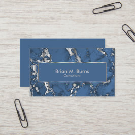 Denim Blue Marble och Metallic Silver Design Visitkort