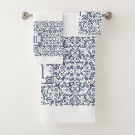 Denim Blue Ornate Monogram