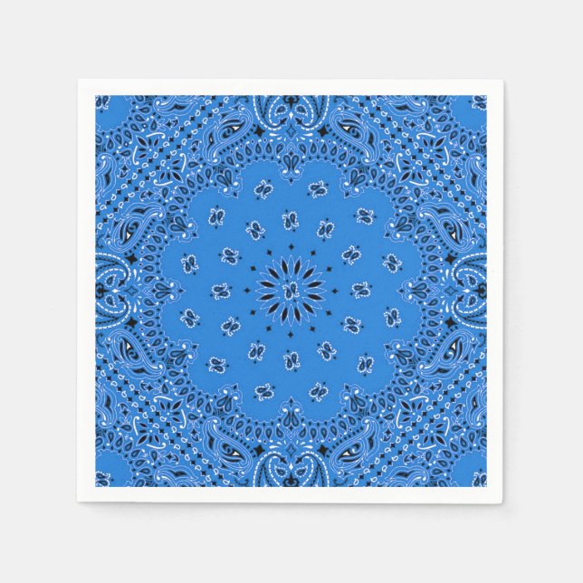 Denim Blue Paisley Bandana Scarf BBQ Picnic Napkin Pappersservett (Framsidan)