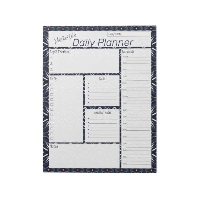 Denim Blue Personlig Daily Planner Anteckningsblock (Roterad)