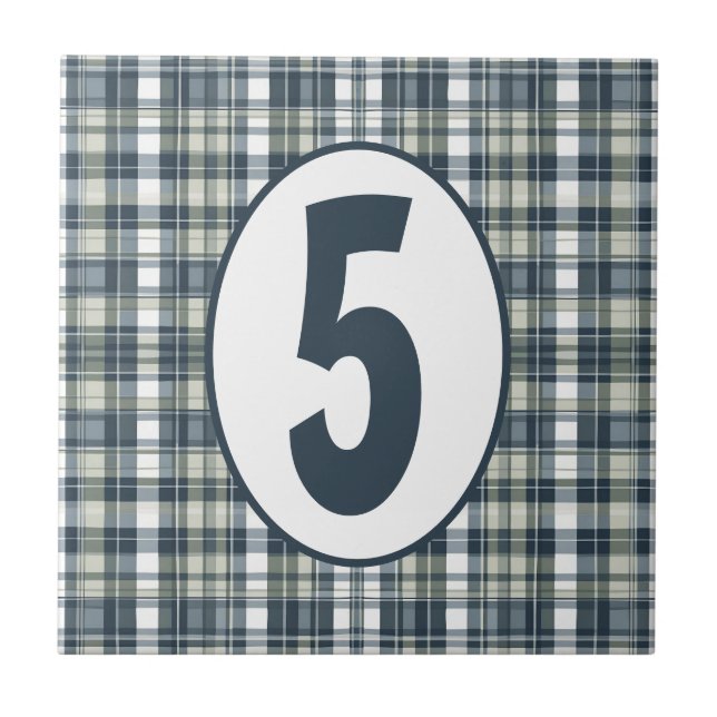 Denim Blue Sage Grönt and White Anpassade Kakelplatta (Framsidan)