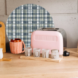 Denim Blue Sage Grönt Vit Rund med beläggning