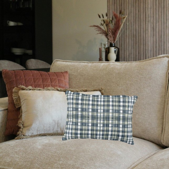 Denim Blue Sage Grönt White Play Lumbar Prydnadskudde (Skapare uppladdad)