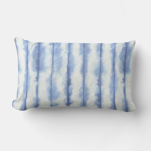 Denim Blue Shibori Decorative Pillow Lumbarkudde (Framsida)