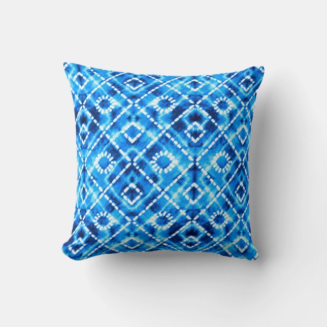 Denim Blue tie die struktur upprepar det moderna m Kudde (Framsida)