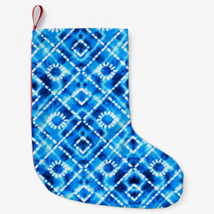 Denim Blue tie die struktur upprepar det moderna m Liten Julstrumpa