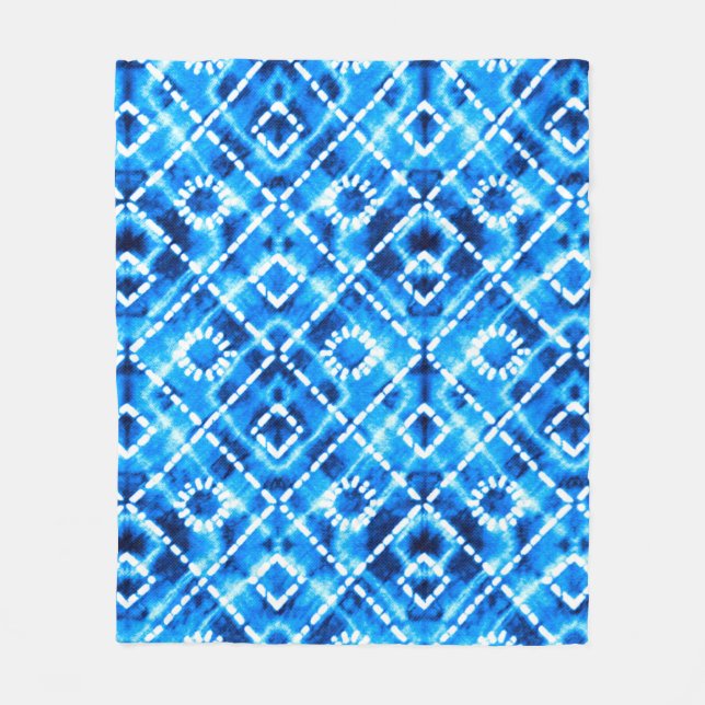 Denim blue tie die texture repeat modern pattern fleecefilt (Framsidan)