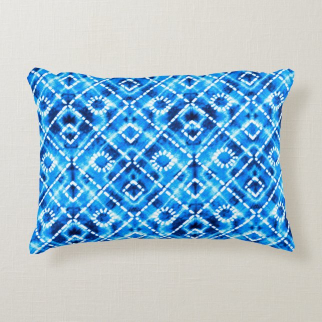 Denim blue tie die texture repeat modern pattern prydnadskudde (Framsidan)