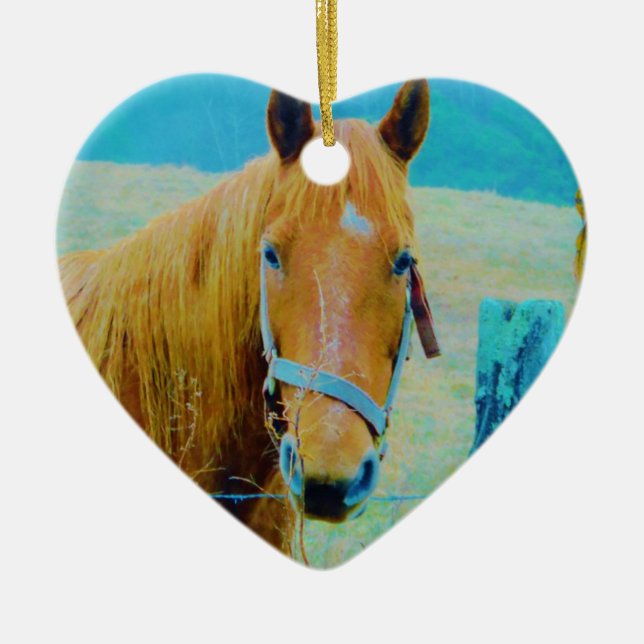 Denim blue tonated Horse Julgransprydnad Keramik (Framsidan)