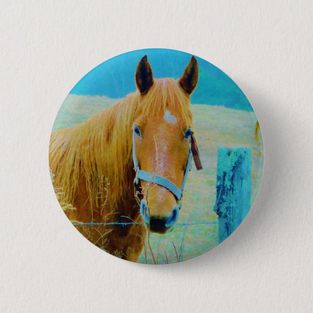 Denim blue tonated Horse Knapp (Framsida)