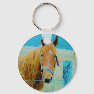 Denim blue tonated Horse Nyckelring