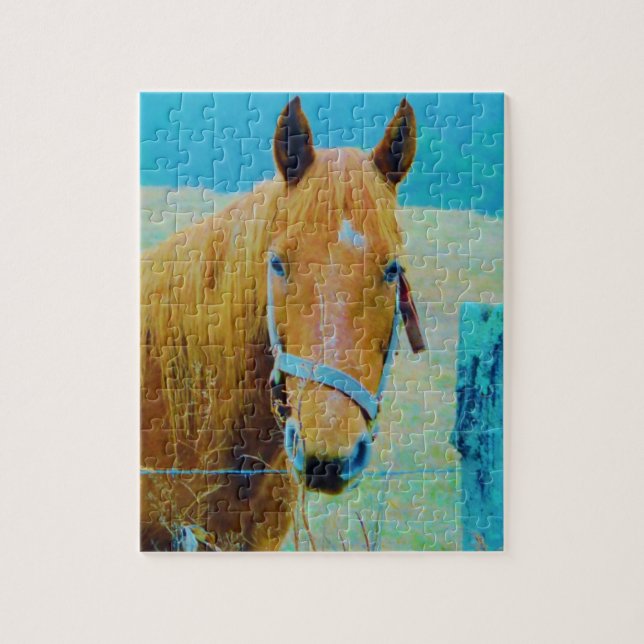 Denim blue tonated Horse Pussel (Vertikal)