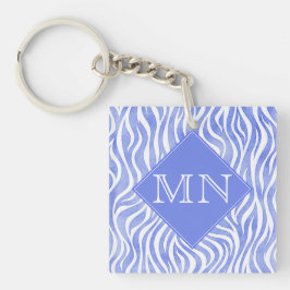 Denim Blue Watercolor Zebra tryck | Monogram