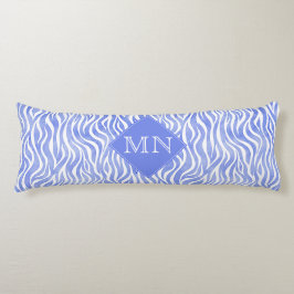 Denim Blue Watercolor Zebra tryck | Monogram Kroppskudde