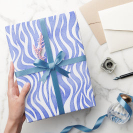 Denim Blue Watercolor Zebra tryck Presentpapper