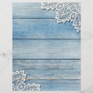 Denim Blue Wood Grain & White Snöre Scrapbook Papp