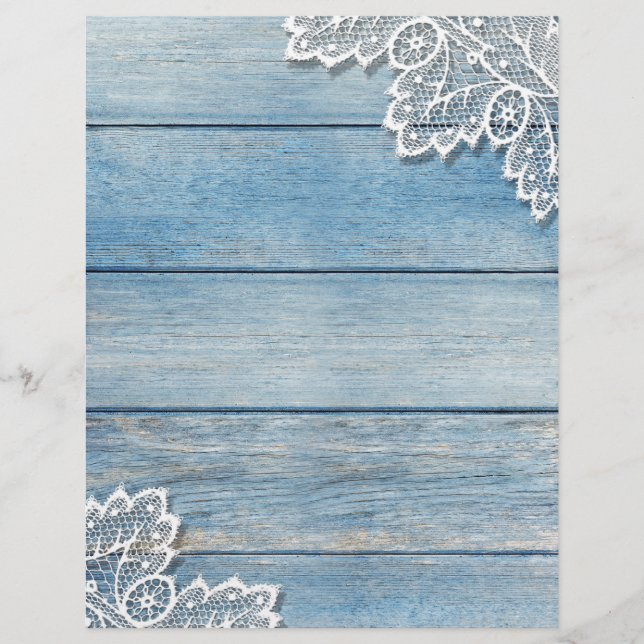 Denim Blue Wood Grain & White Snöre Scrapbook Papp (Framsida)