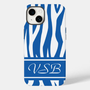 Denim Blue Zebra tryck med monogram