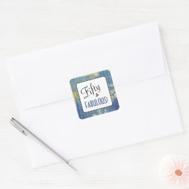 Denim Blues Vintage 50 och FABULOUS! Födelsedag Fyrkantigt Klistermärke