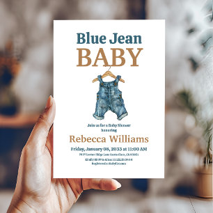 Denim Boy Blue Jean Baby Shower Inbjudningar