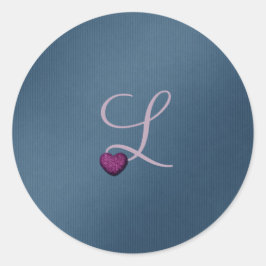 Denim Bröllop Monogram Classic Round Sticker Runt Klistermärke