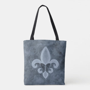 Denim Butterfleur Blue Fleur de Lis Butterfly Tygkasse
