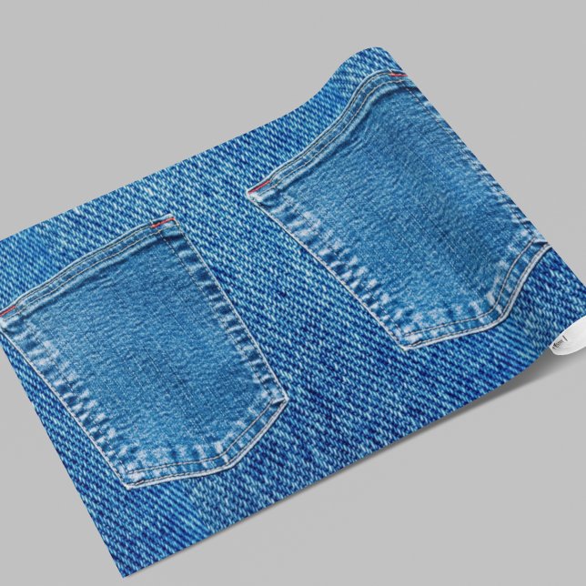 Denim Byxor Fick Rustik Country Western Presentpapper (Skapare uppladdad)