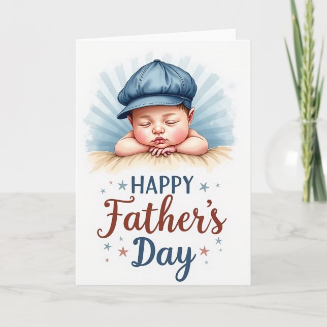 Denim Cap Fars dag Önskningskort Kort (Framsida)