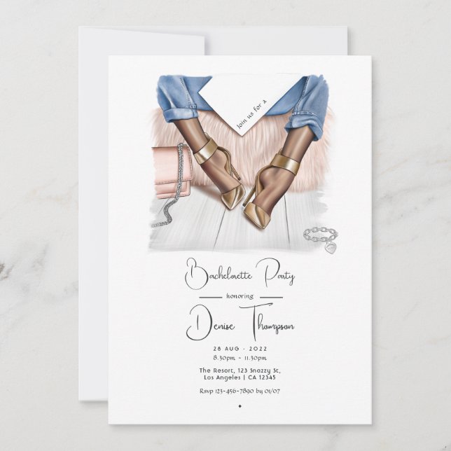 Denim Chic Bachelorette Party Inbjudningar (Framsida)