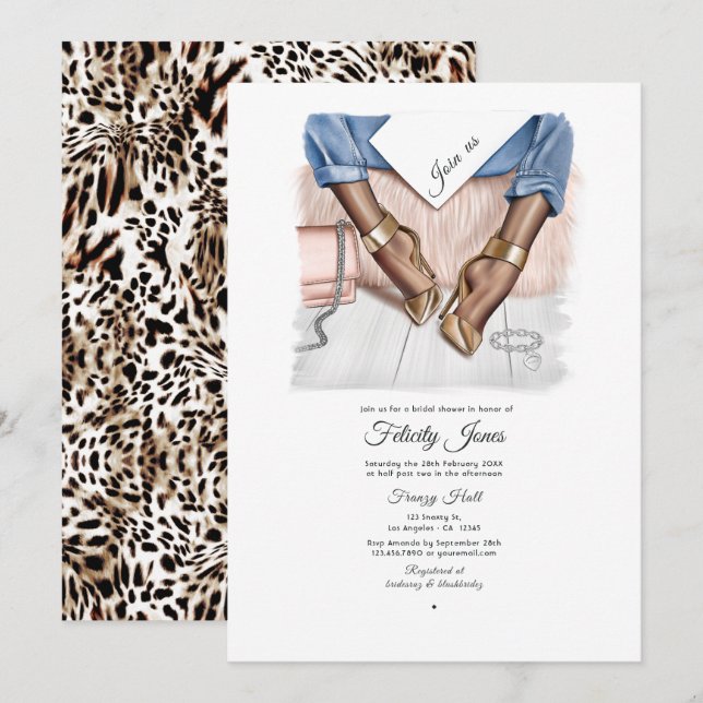 Denim Chic Möhippa Inbjudningar (Fram/baksida)