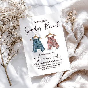 Denim Clothesline Gender Reveal Party Inbjudningar