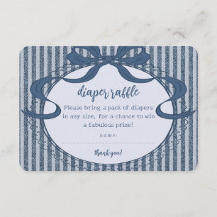 Denim Coquette Bow Blå Jean Baby Blöja Lotteri Tilläggskort