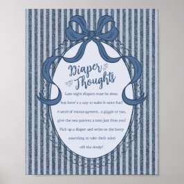 Denim Coquette Bow Blå Jean Baby Blöja Tankar Poster