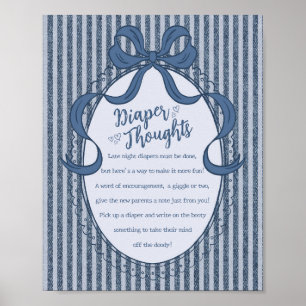 Denim Coquette Bow Blå Jean Baby Blöja Tankar Poster