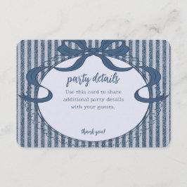 Denim Coquette Bow Blå Jean Babyfest detaljer Tilläggskort