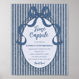 Denim Coquette Bow Blå Jean Födelsedagstidskapsel Poster