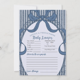 Denim Coquette Bow Blue Jean Advice for Baby Card Inbjudningar
