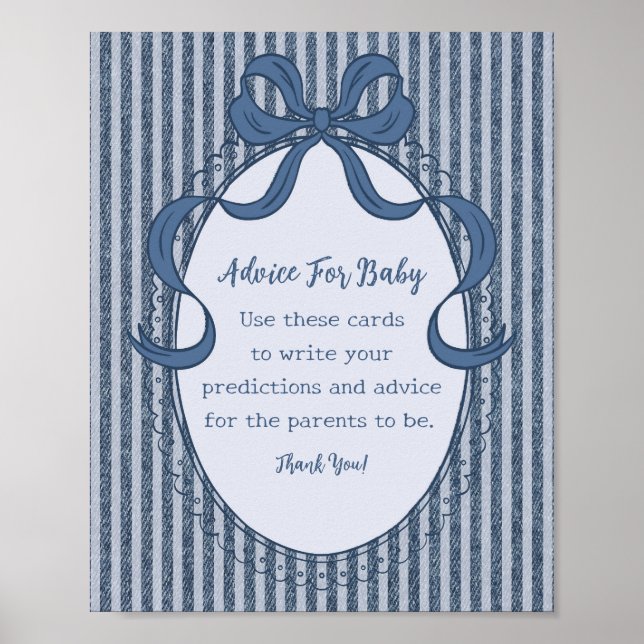 Denim Coquette Bow Blue Jean Advice for Baby Poster (Framsidan)