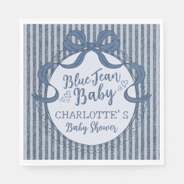 Denim Coquette Bow Blue Jean Baby Shower Pappersservett
