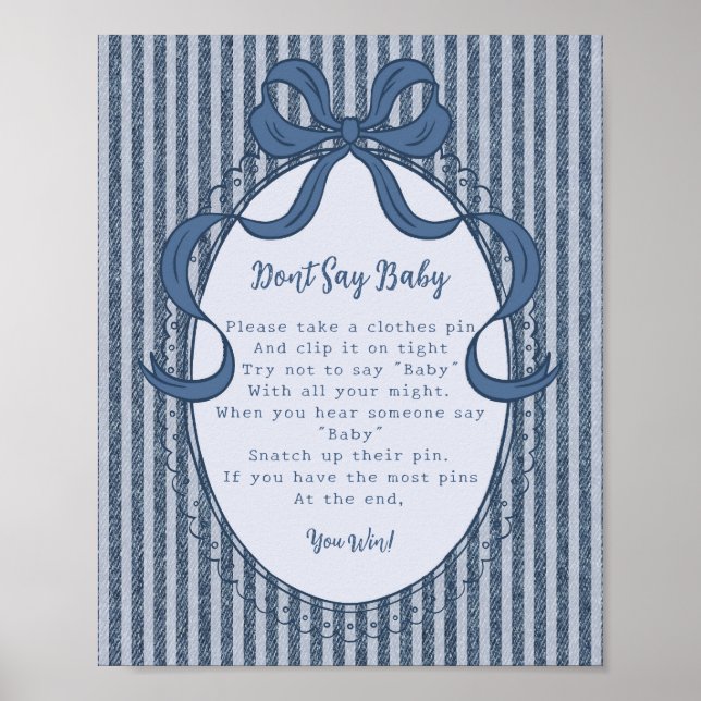 Denim Coquette Bow Blue Jean Dont Say Baby Game Poster (Framsidan)
