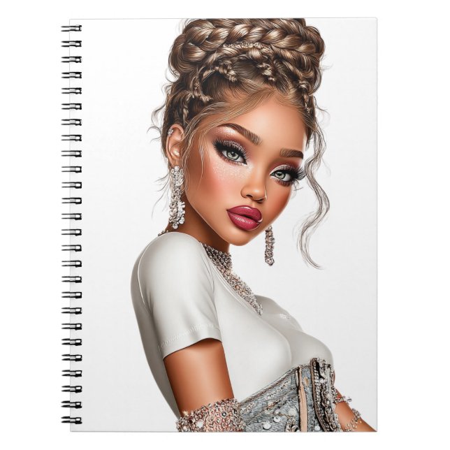  Denim Corset Glam Girl Spiral Photo Notebook Anteckningsbok (Framsidan)