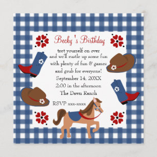 Denim Cowgirl Birthday Inbjudningar