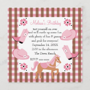 Denim Cowgirl Birthday Inbjudningar